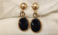 Load image into Gallery viewer, Vintage Amco Faux Onyx 12k gf Screwback Earrings
