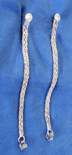 Load image into Gallery viewer, Vintage Herringbone Silvertone Hoop Earrings
