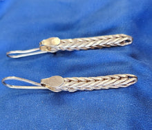 Load image into Gallery viewer, Vintage Herringbone Silvertone Earrings
