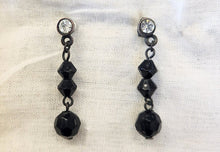 Load image into Gallery viewer, Black Bead &amp; Crystal Dangle Earrings
