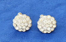 Load image into Gallery viewer, Vintage Round Silvertone Crystal Screwback Earrings
