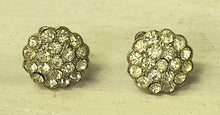 Load image into Gallery viewer, Vintage Round Silvertone Crystal Screwback Earrings
