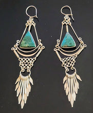Load image into Gallery viewer, Peruvian Silver and Turquoise Dangle Earrings
