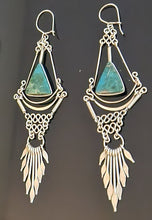 Load image into Gallery viewer, Peruvian Silver and Turquoise Dangle Earrings
