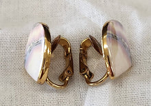 Load image into Gallery viewer, Opal Goldtone Clip Earrings
