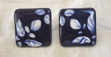 Load image into Gallery viewer, Navy &amp; White Enamel Clip Earrings

