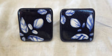 Load image into Gallery viewer, Navy &amp; White Enamel Clip Earrings
