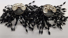 Load image into Gallery viewer, Pair Vintage Musi Black Lucite Fringe Mourning Shoe Clips
