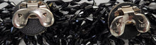 Load image into Gallery viewer, Pair Vintage Musi Black Lucite Fringe Mourning Shoe Clips
