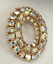 Load image into Gallery viewer, Vintage Goldtone Oval Brooch - Iridescent Crystals
