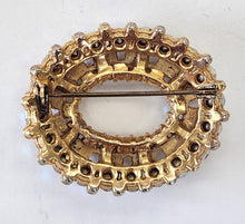 Load image into Gallery viewer, Vintage Goldtone Oval Brooch - Iridescent Crystals
