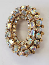 Load image into Gallery viewer, Vintage Goldtone Oval Brooch - Iridescent Crystals
