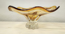 Load image into Gallery viewer, Murano Cristalleria Yellow Art Glass Pedestal Bowl
