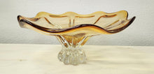 Load image into Gallery viewer, Murano Cristalleria Yellow Art Glass Pedestal Bowl
