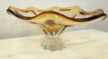 Load image into Gallery viewer, Murano Cristalleria Yellow Art Glass Pedestal Bowl
