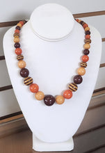 Load image into Gallery viewer, Orange &amp; Brown Beaded Necklace
