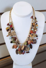 Load image into Gallery viewer, Goldtone Double Chain Multicolor Beaded Necklace
