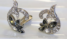 Load image into Gallery viewer, Rhinestone and Green Stone Clip On Earrings
