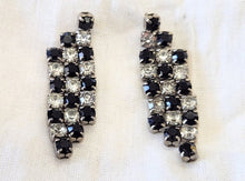 Load image into Gallery viewer, Vintage Clear &amp; Black Rhinestone Dangling Earrings
