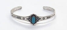 Load image into Gallery viewer, Vintage Signed Native American Sterling Silver Turquoise Cuff Bracelet
