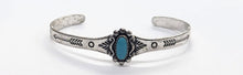 Load image into Gallery viewer, Vintage Signed Native American Sterling Silver Turquoise Cuff Bracelet
