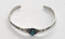 Load image into Gallery viewer, Vintage Signed Native American Sterling Silver Turquoise Cuff Bracelet
