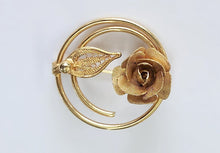 Load image into Gallery viewer, Vintage Sarah Coventry Goldtone Brooch with Rose
