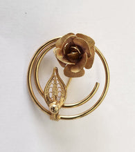 Load image into Gallery viewer, Vintage Sarah Coventry Goldtone Brooch with Rose

