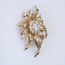 Load image into Gallery viewer, Goldtone Rhinestone Sunburst Pin
