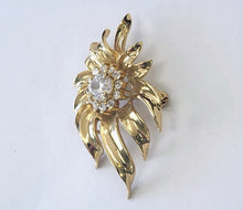 Load image into Gallery viewer, Goldtone Rhinestone Sunburst Pin
