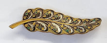 Load image into Gallery viewer, Vintage Damascene Feather Pin
