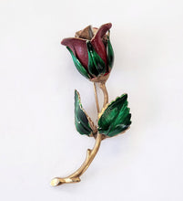 Load image into Gallery viewer, Vintage Hand-painted Goldtone Rose Pin
