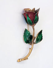 Load image into Gallery viewer, Vintage Hand-painted Goldtone Rose Pin
