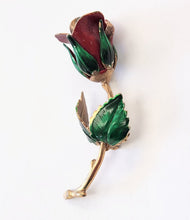 Load image into Gallery viewer, Vintage Hand-painted Goldtone Rose Pin
