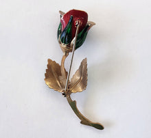 Load image into Gallery viewer, Vintage Hand-painted Goldtone Rose Pin
