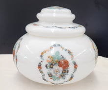 Load image into Gallery viewer, Vintage Hand-painted Milk Glass Vanity Jar
