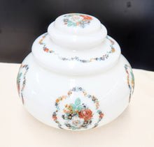 Load image into Gallery viewer, Vintage Hand-painted Milk Glass Vanity Jar
