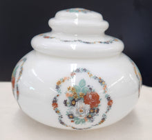 Load image into Gallery viewer, Vintage Hand-painted Milk Glass Vanity Jar

