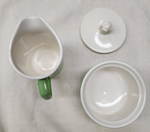 Load image into Gallery viewer, Taylor Smith &amp; Taylor Green Span Ironstone Sugar &amp; Creamer Set
