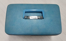 Load image into Gallery viewer, Vintage Sears Courier Hard Shell Blue Train Makeup Case
