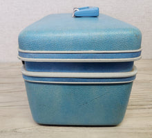 Load image into Gallery viewer, Vintage Sears Courier Hard Shell Blue Train Makeup Case
