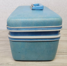 Load image into Gallery viewer, Vintage Sears Courier Hard Shell Blue Train Makeup Case
