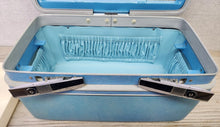 Load image into Gallery viewer, Vintage Sears Courier Hard Shell Blue Train Makeup Case
