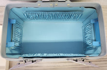Load image into Gallery viewer, Vintage Sears Courier Hard Shell Blue Train Makeup Case
