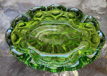 Load image into Gallery viewer, Vintage L. E. Smith Moon &amp; Stars Emerald Glass Ashtray
