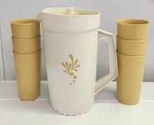 Load image into Gallery viewer, SET Tupperware Almond Harvest Pitcher 800-6 &amp; Six Cups
