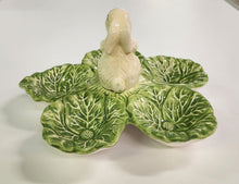 Load image into Gallery viewer, Ceramic Rabbit in Cabbage Patch Divided Candy Dish
