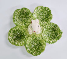 Load image into Gallery viewer, Ceramic Rabbit in Cabbage Patch Divided Candy Dish
