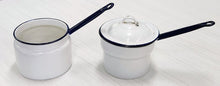 Load image into Gallery viewer, Vintage White &amp; Blue Enamelware Double Boiler
