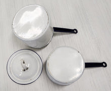 Load image into Gallery viewer, Vintage White &amp; Blue Enamelware Double Boiler

